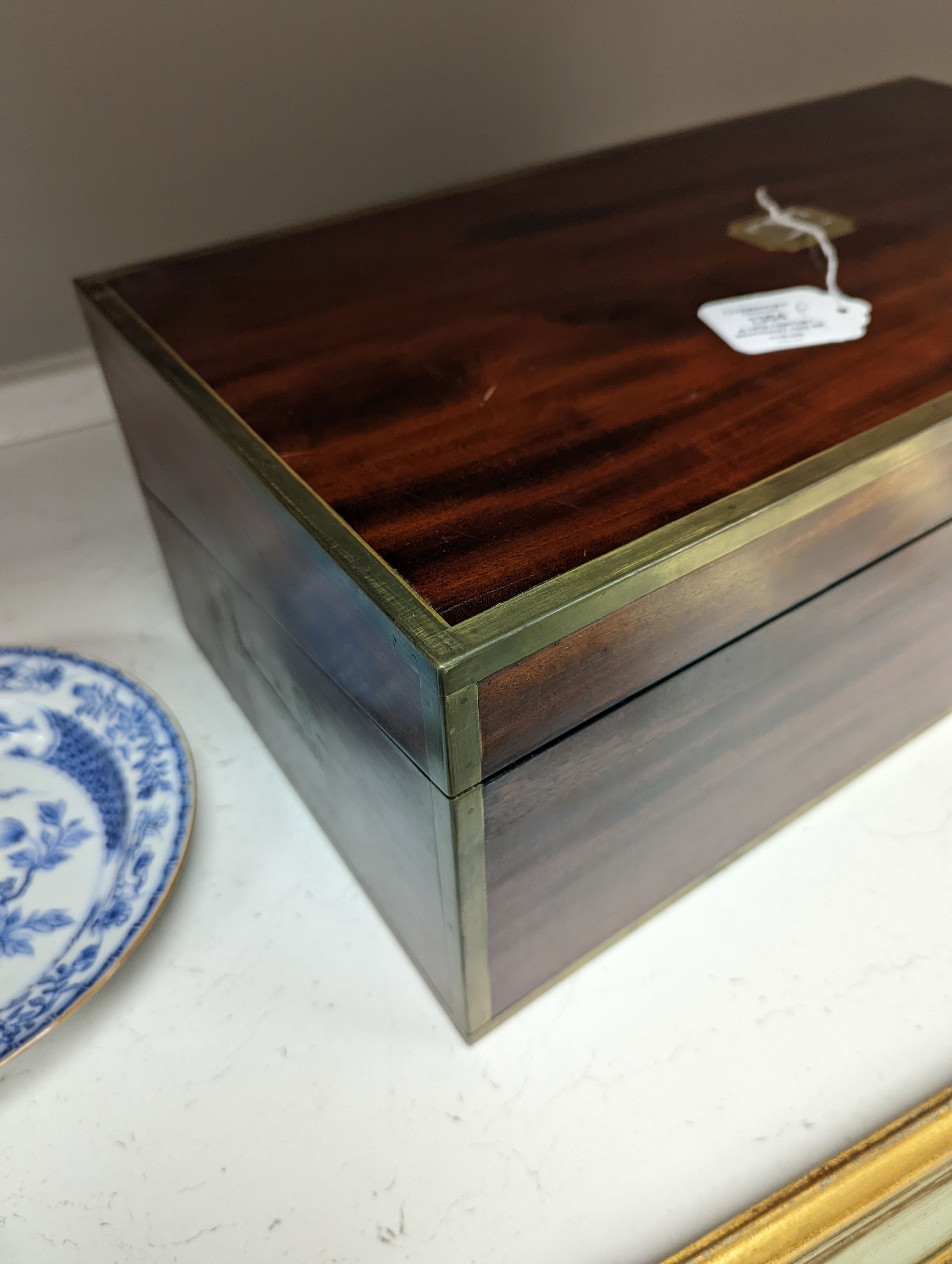 A 19th century mahogany and brass mounted writing slope, 51cm